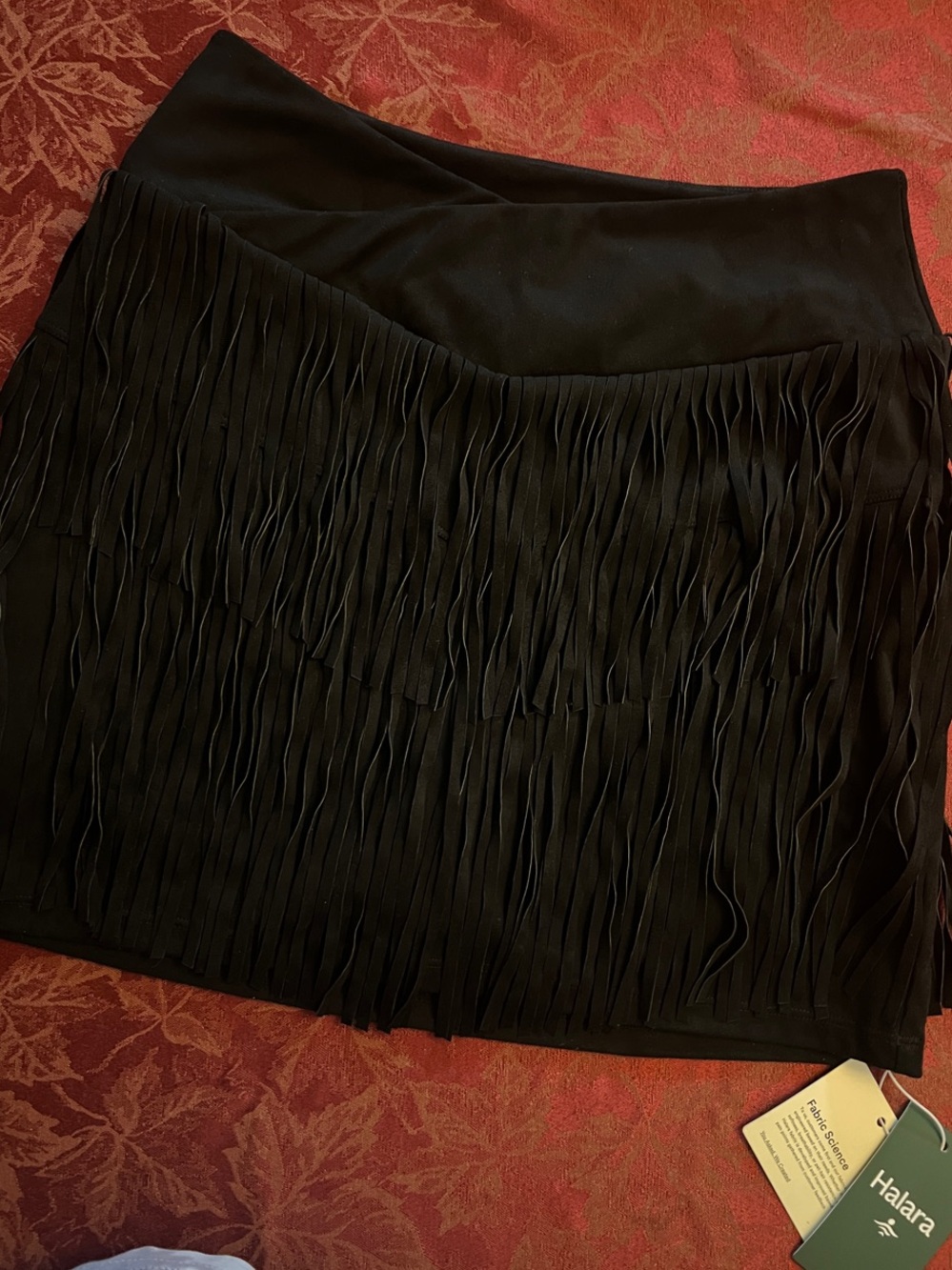 HALARA Black Layered Fringe Mini Skort NWT